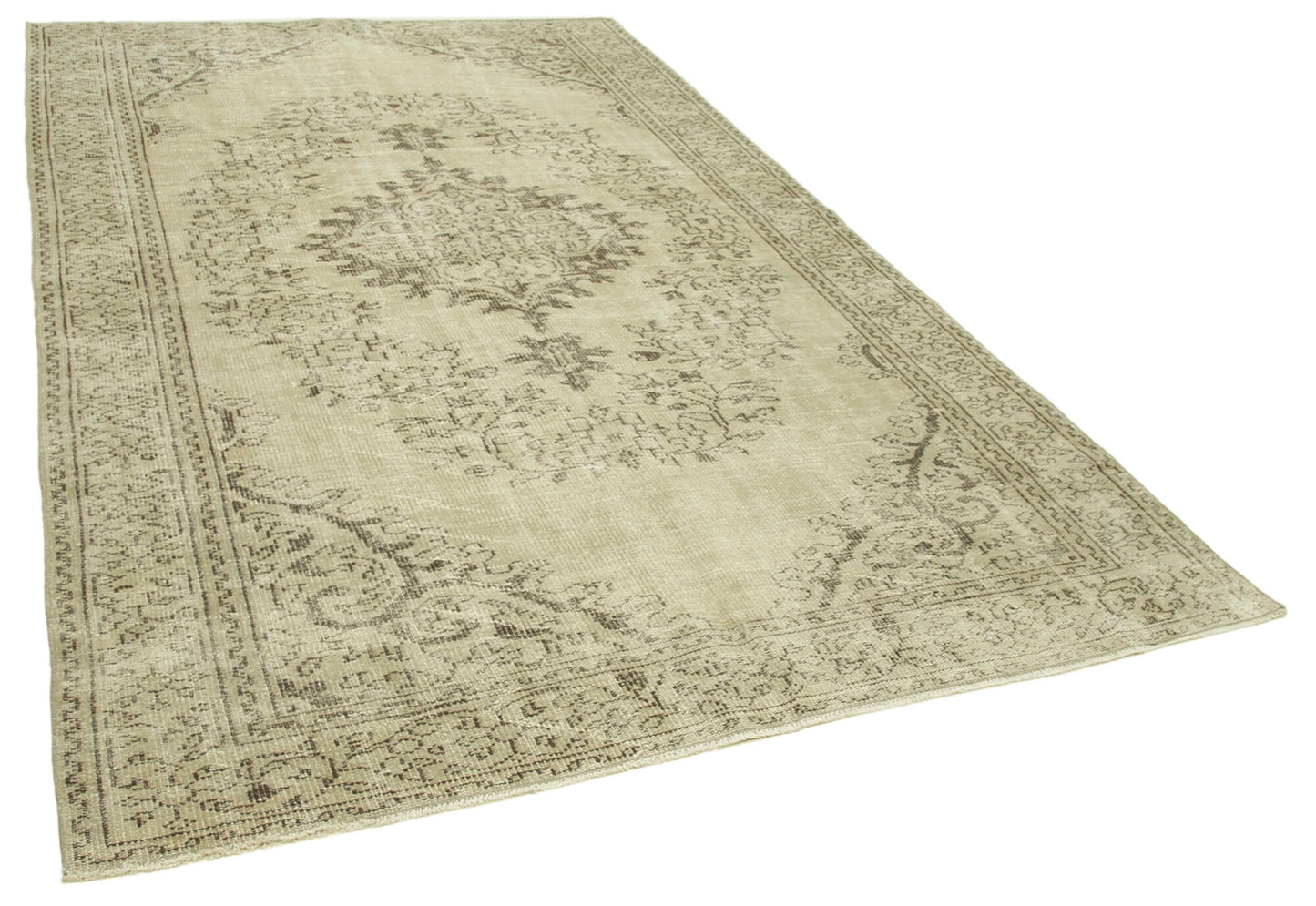 6x10 Beige Turkish Vintage Area Rug - 39324