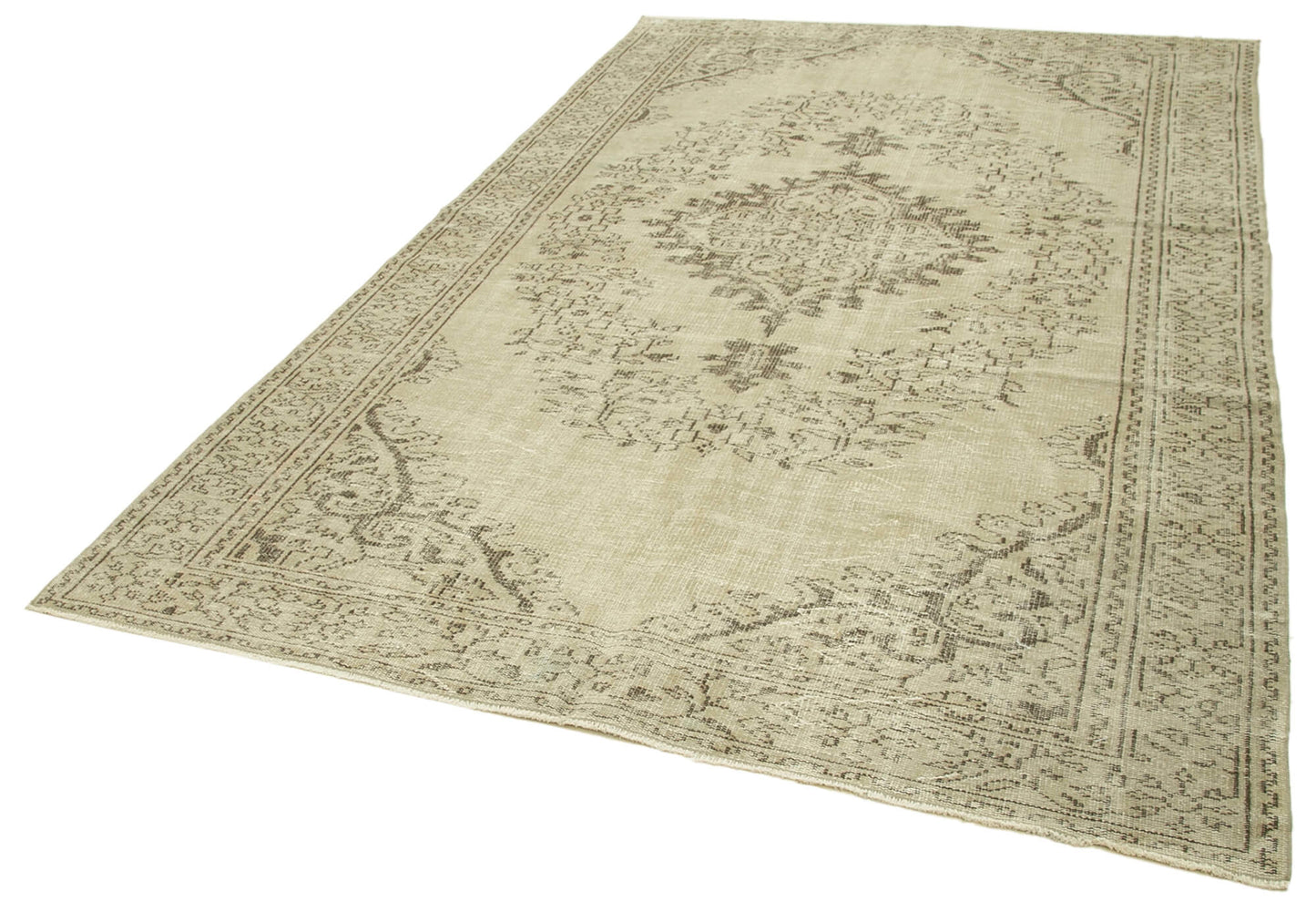 6x10 Beige Turkish Vintage Area Rug - 39324
