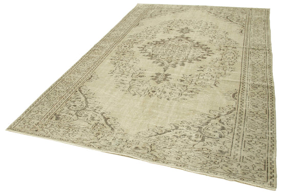 6x10 Beige Turkish Vintage Area Rug - 39324