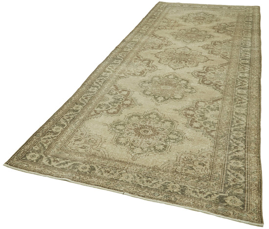 4x13 Beige Turkish Vintage Runner Rug - 39876