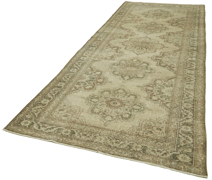 4x13 Beige Turkish Vintage Runner Rug - 39876