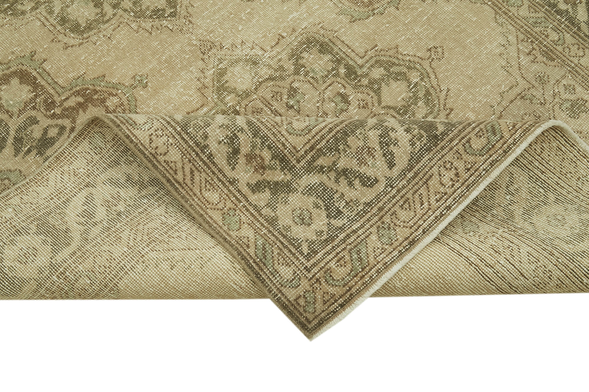 4x13 Beige Turkish Vintage Runner Rug - 39876