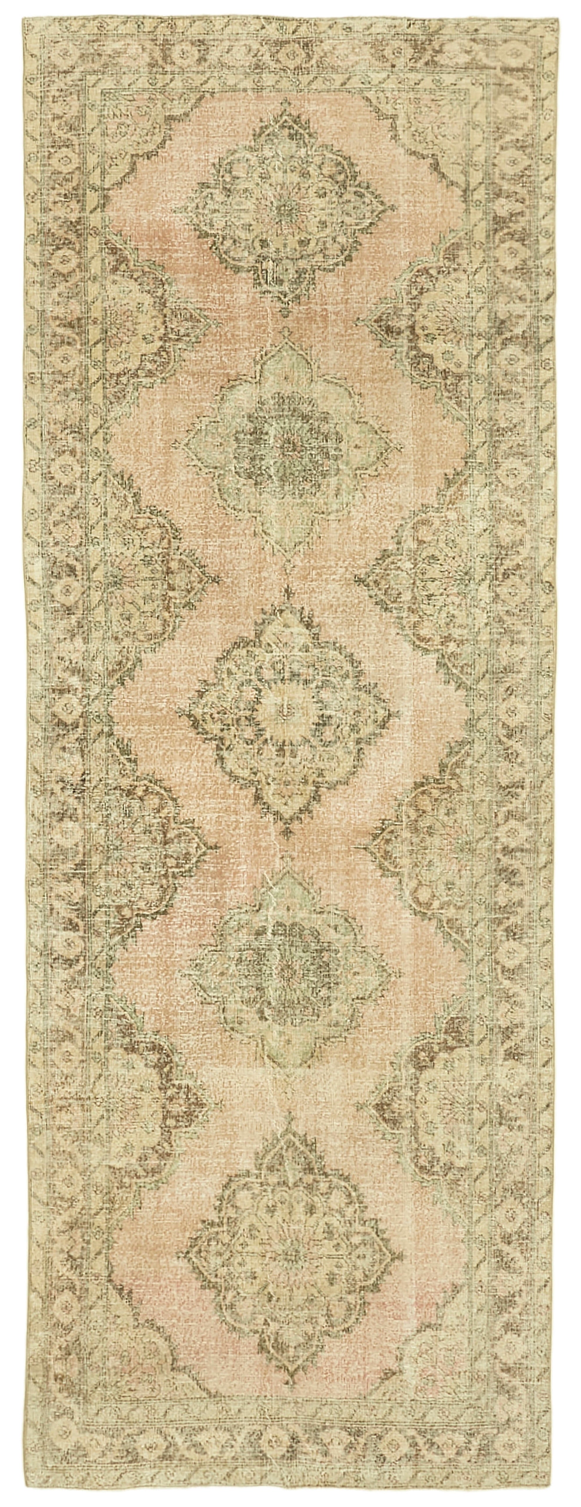 4x13 Beige Turkish Vintage Runner Rug - 39888