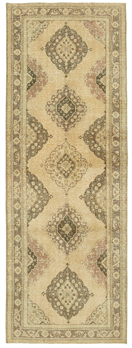 5x12 Beige Turkish Vintage Runner Rug - 39891