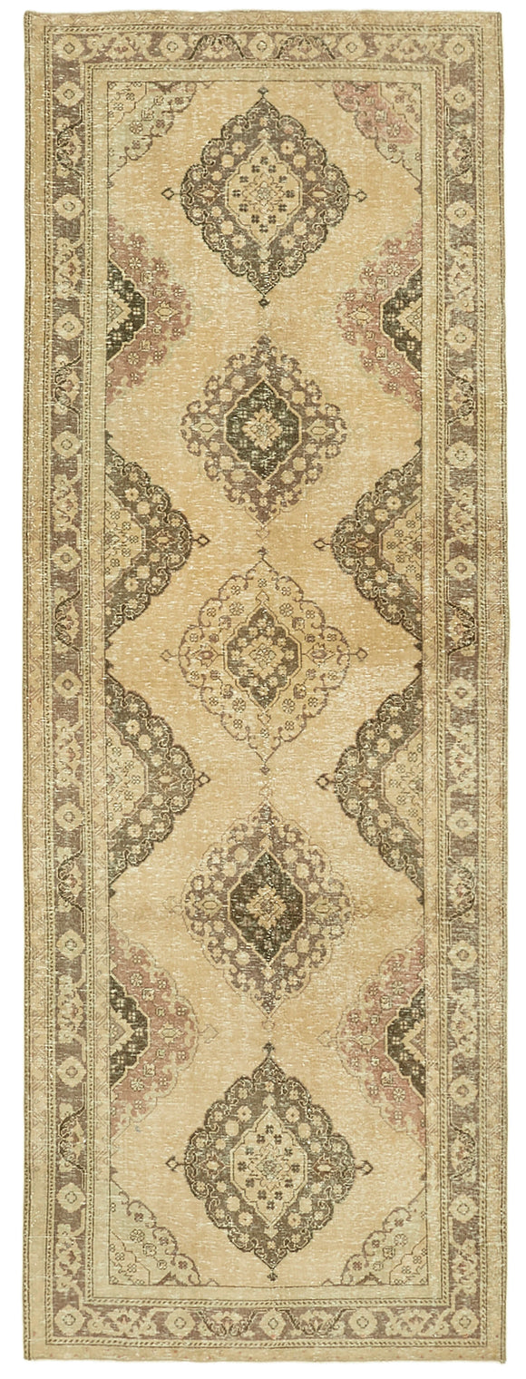 5x12 Beige Turkish Vintage Runner Rug - 39891