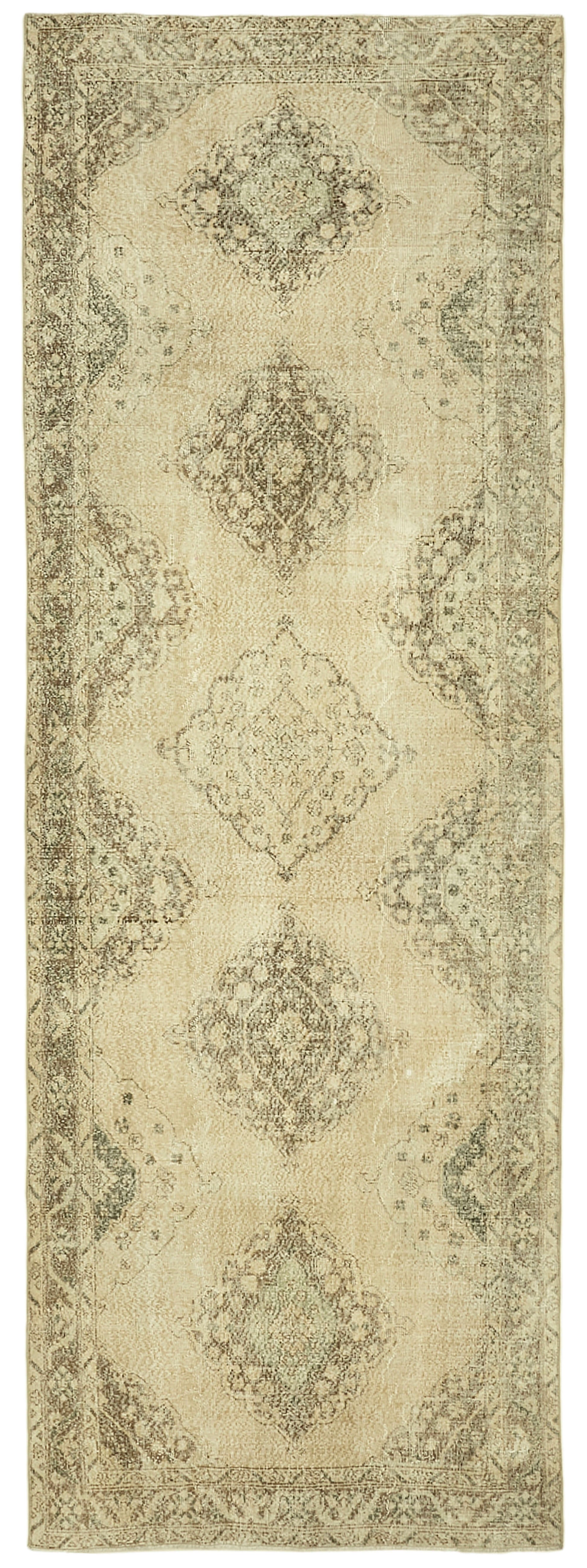 5x13 Beige Turkish Vintage Runner Rug - 39892