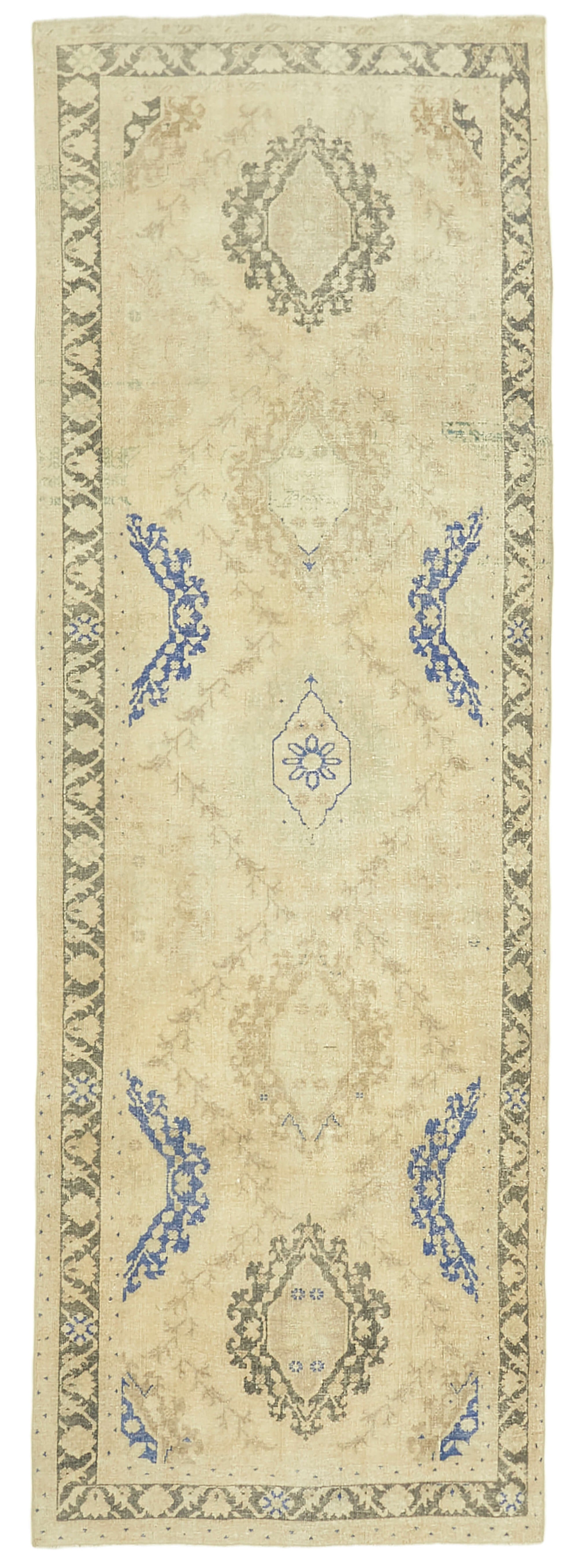 4x13 Beige Turkish Vintage Runner Rug - 39909