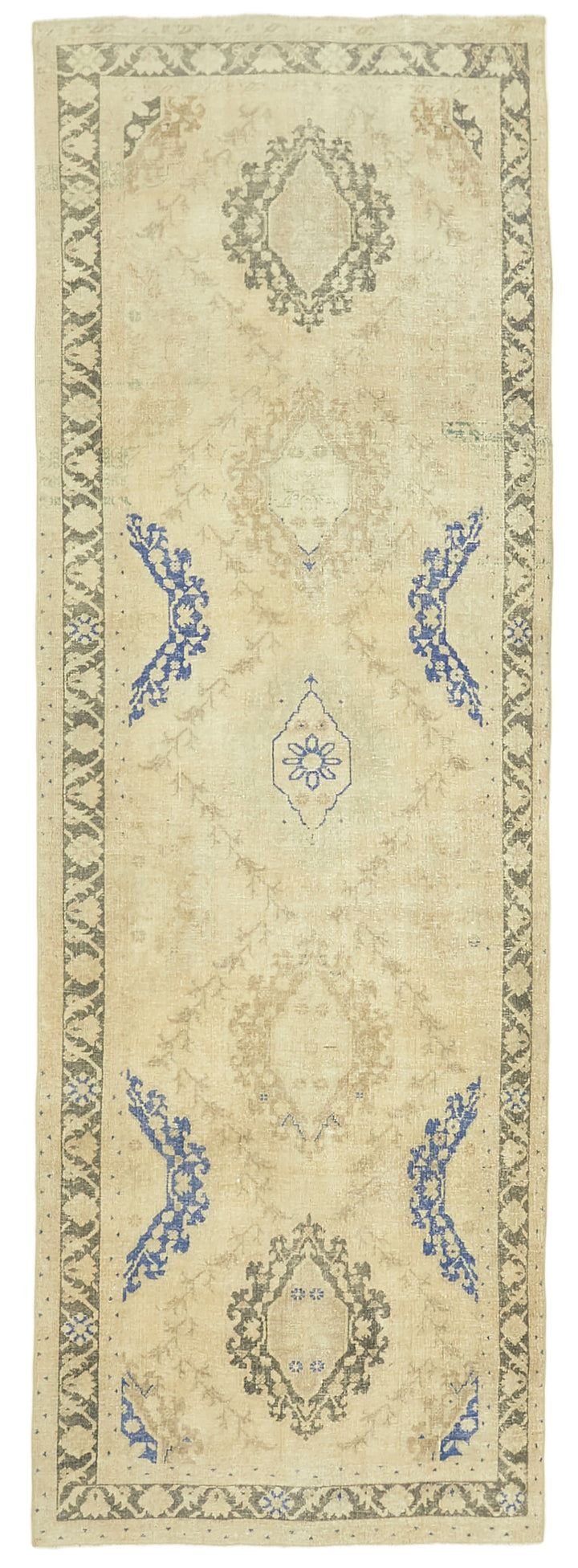 4x13 Beige Turkish Vintage Runner Rug - 39909