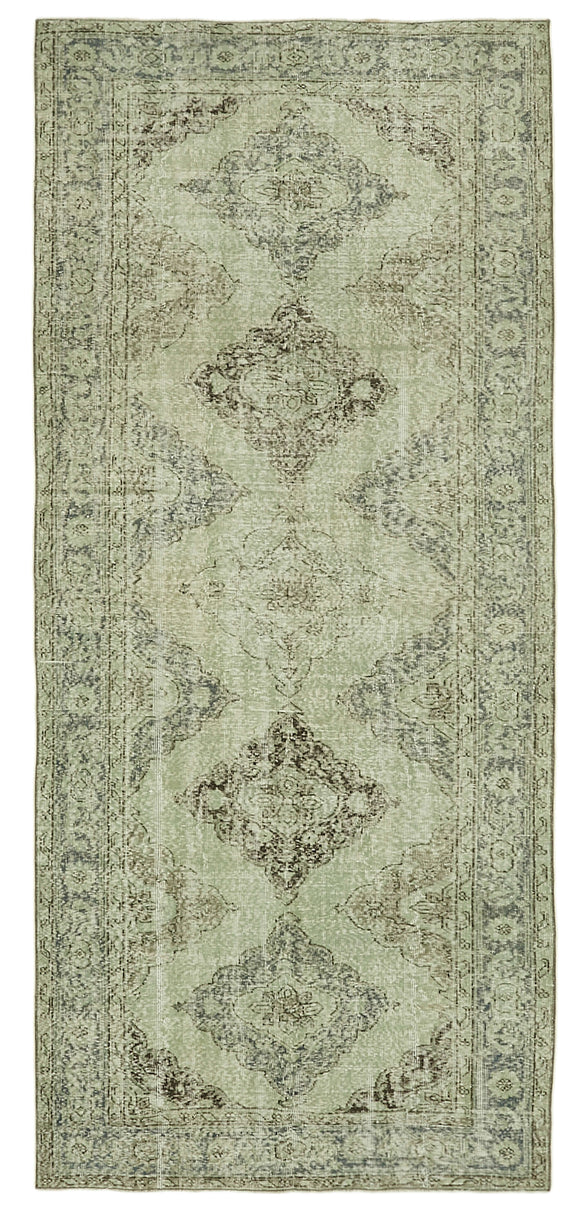 5x11 Green Turkish Over Dyed Runner Rug - 39913