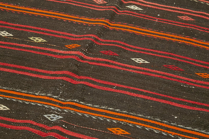 5x12 Black Vintage Turkish Kilim Rug - 39918