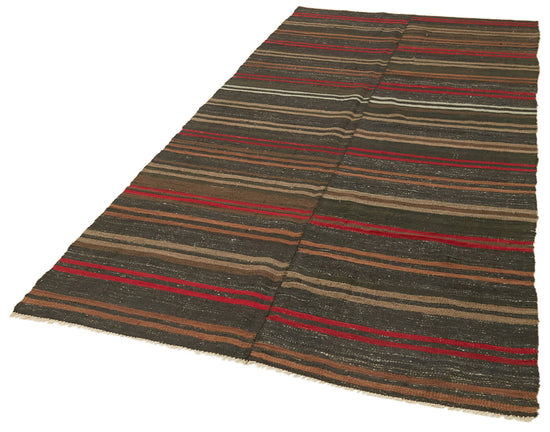 5x10 Brown Vintage Turkish Kilim Rug - 39921