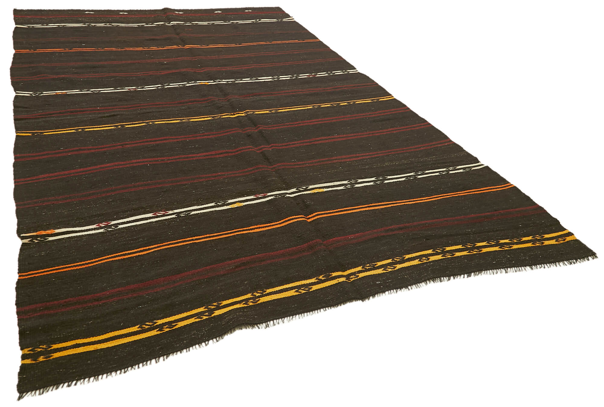 7x10 Brown Vintage Turkish Kilim Rug - 39934