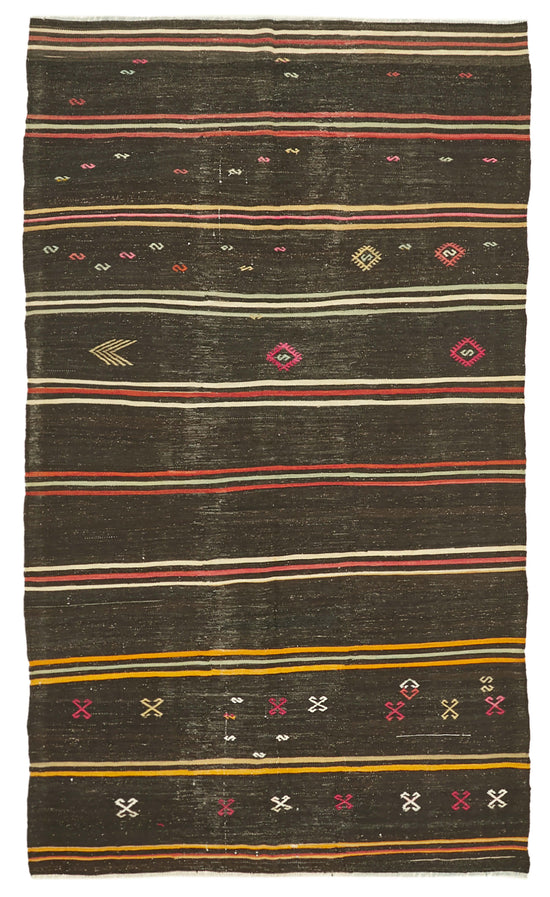 7x11 Brown Vintage Turkish Kilim Rug - 39936