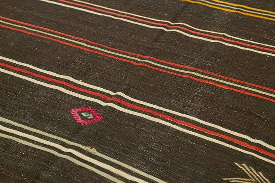 7x11 Brown Vintage Turkish Kilim Rug - 39936