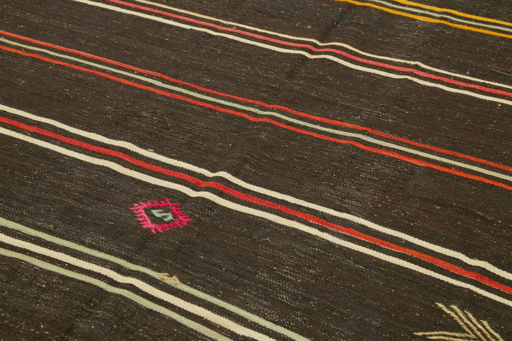 7x11 Brown Vintage Turkish Kilim Rug - 39936