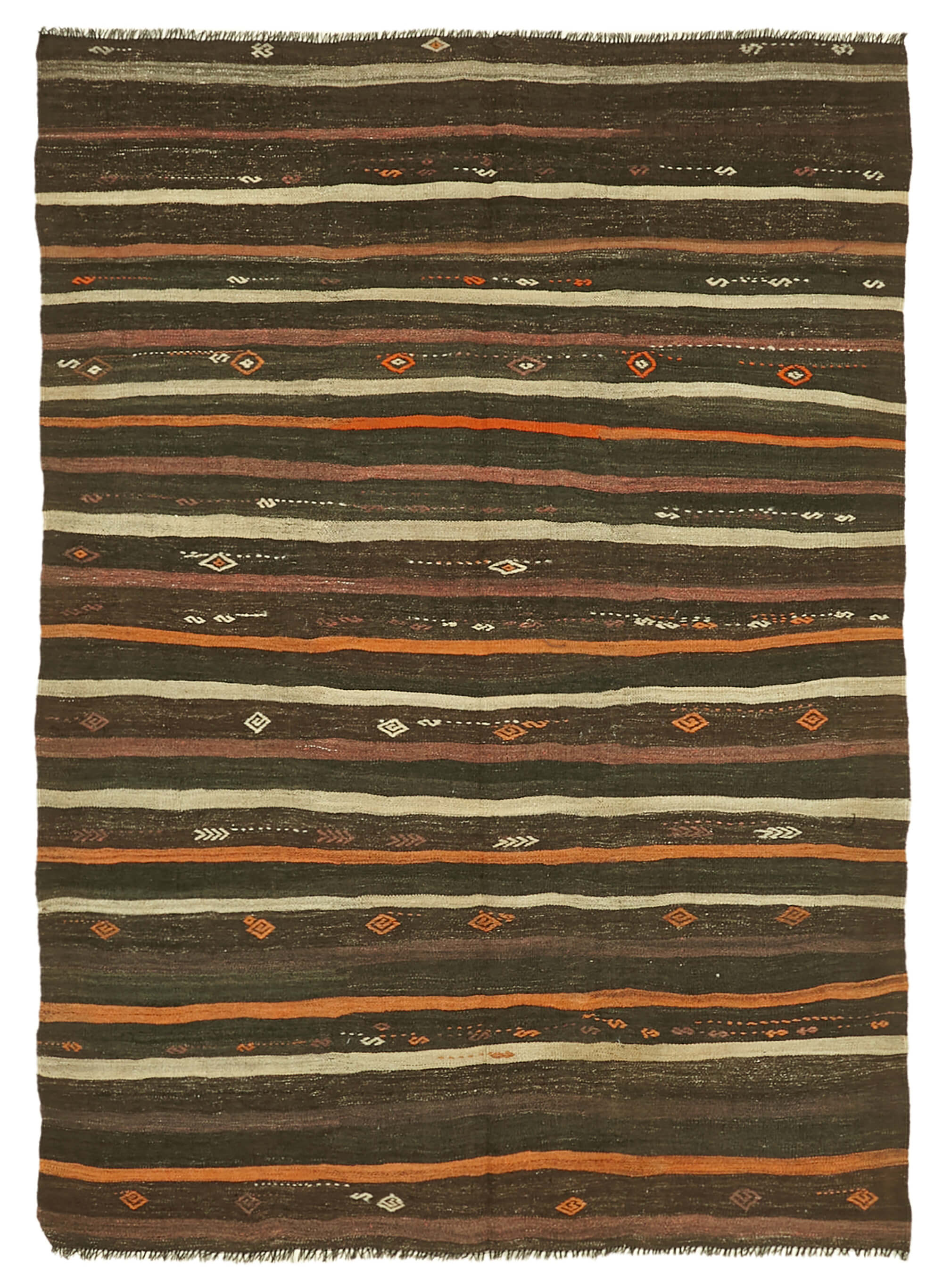 7x10 Brown Vintage Turkish Kilim Rug - 39939