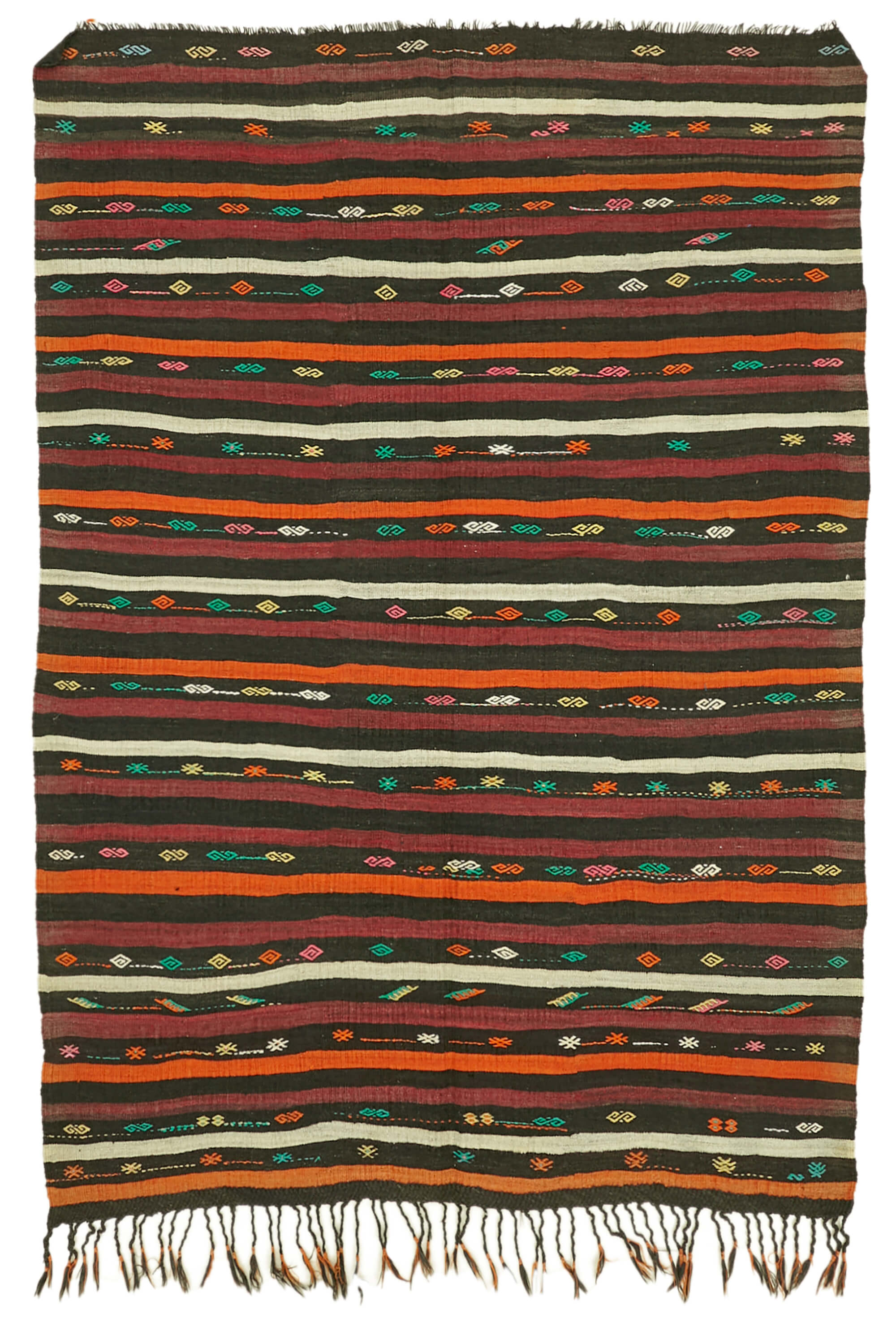 7x10 Brown Vintage Turkish Kilim Rug - 39942