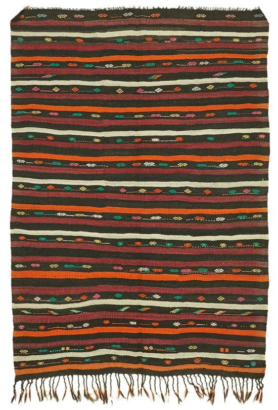 7x10 Brown Vintage Turkish Kilim Rug - 39942