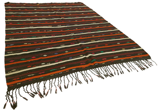 8x10 Brown Vintage Turkish Kilim Rug - 39945