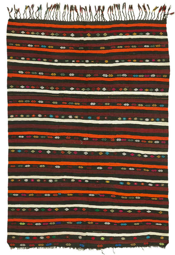 8x10 Brown Vintage Turkish Kilim Rug - 39946