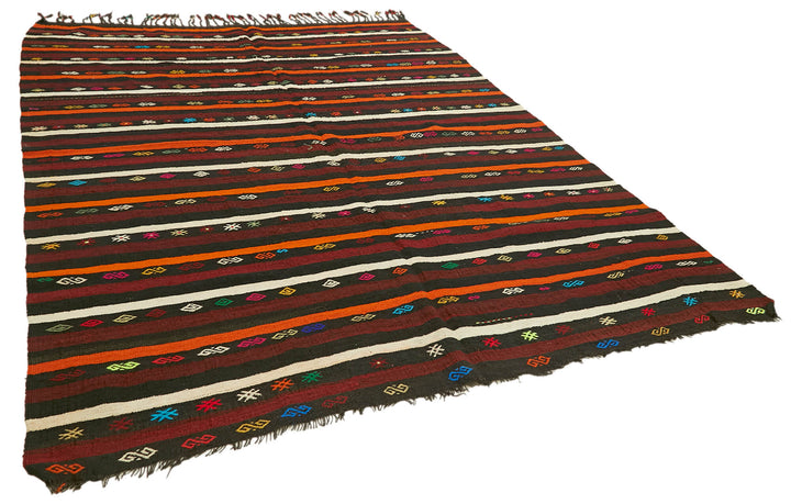 8x10 Brown Vintage Turkish Kilim Rug - 39946