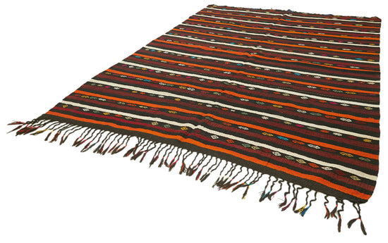 8x10 Brown Vintage Turkish Kilim Rug - 39946