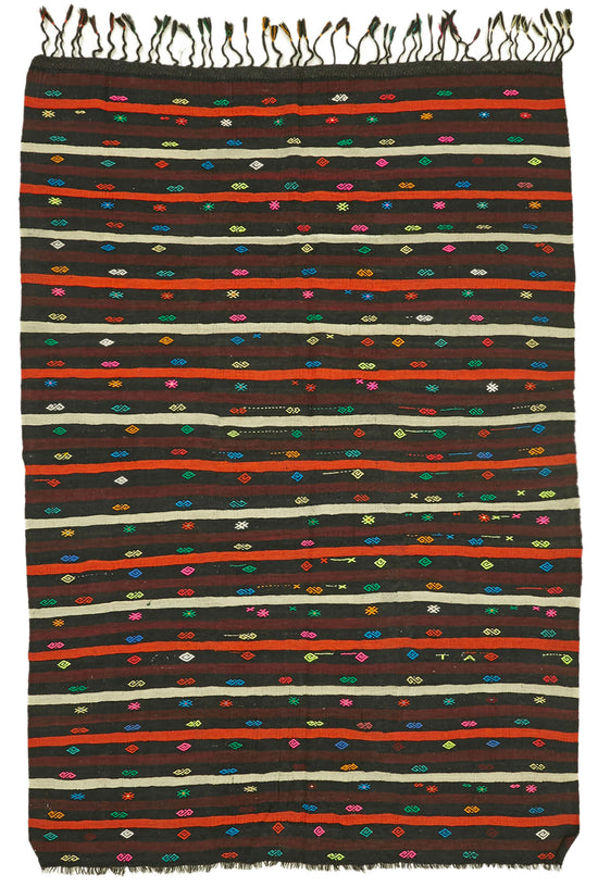 8x11 Brown Vintage Turkish Kilim Rug - 39949