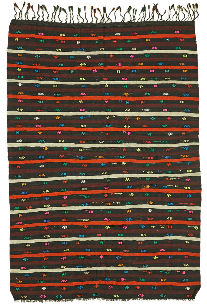 8x11 Brown Vintage Turkish Kilim Rug - 39949