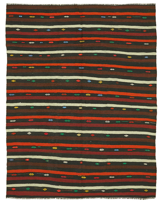 7x10 Brown Vintage Turkish Kilim Rug - 39950