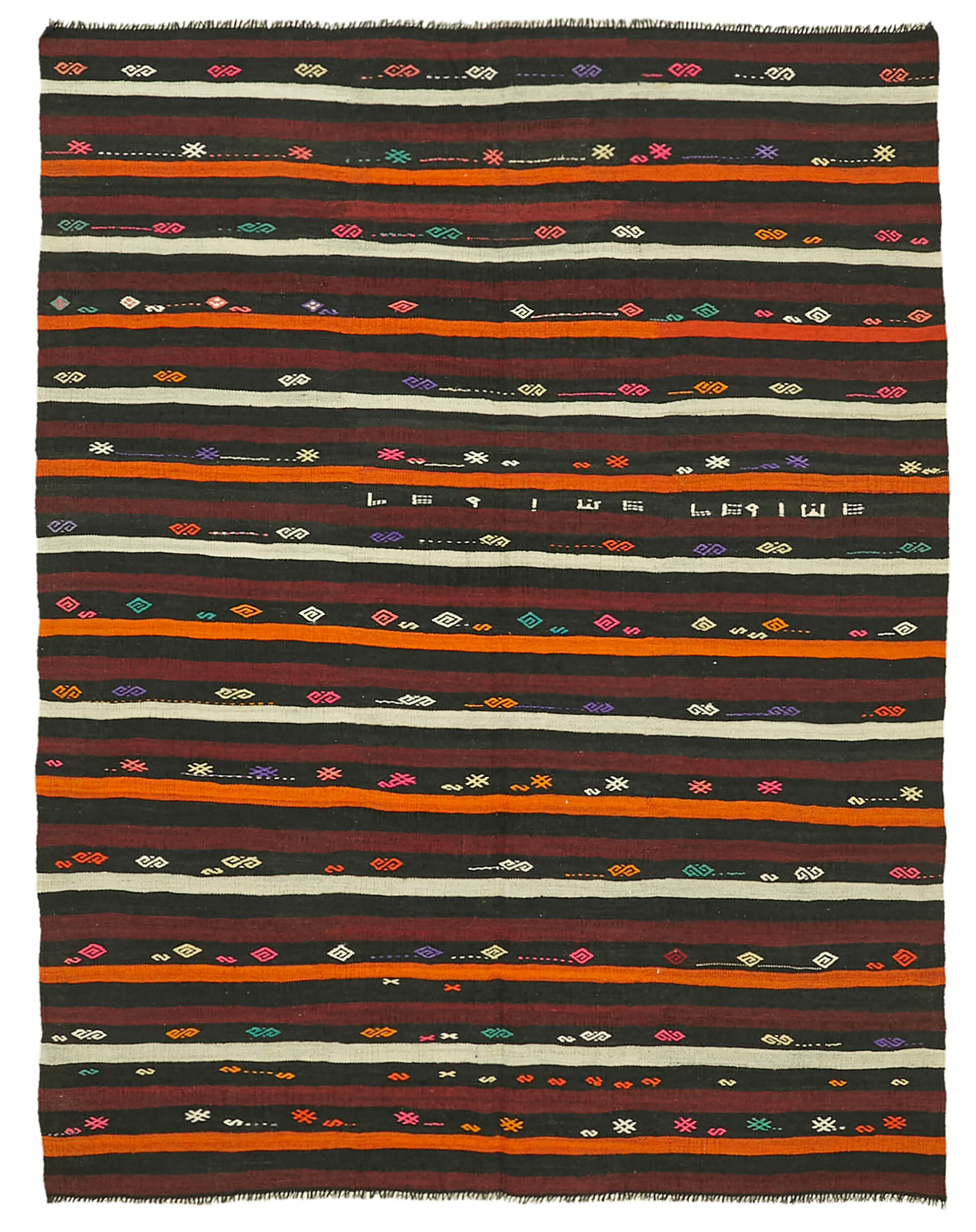 7x9 Brown Vintage Turkish Kilim Rug - 39951