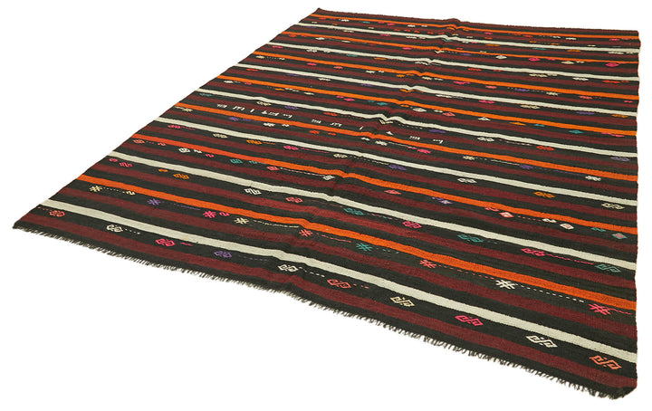 7x9 Brown Vintage Turkish Kilim Rug - 39951