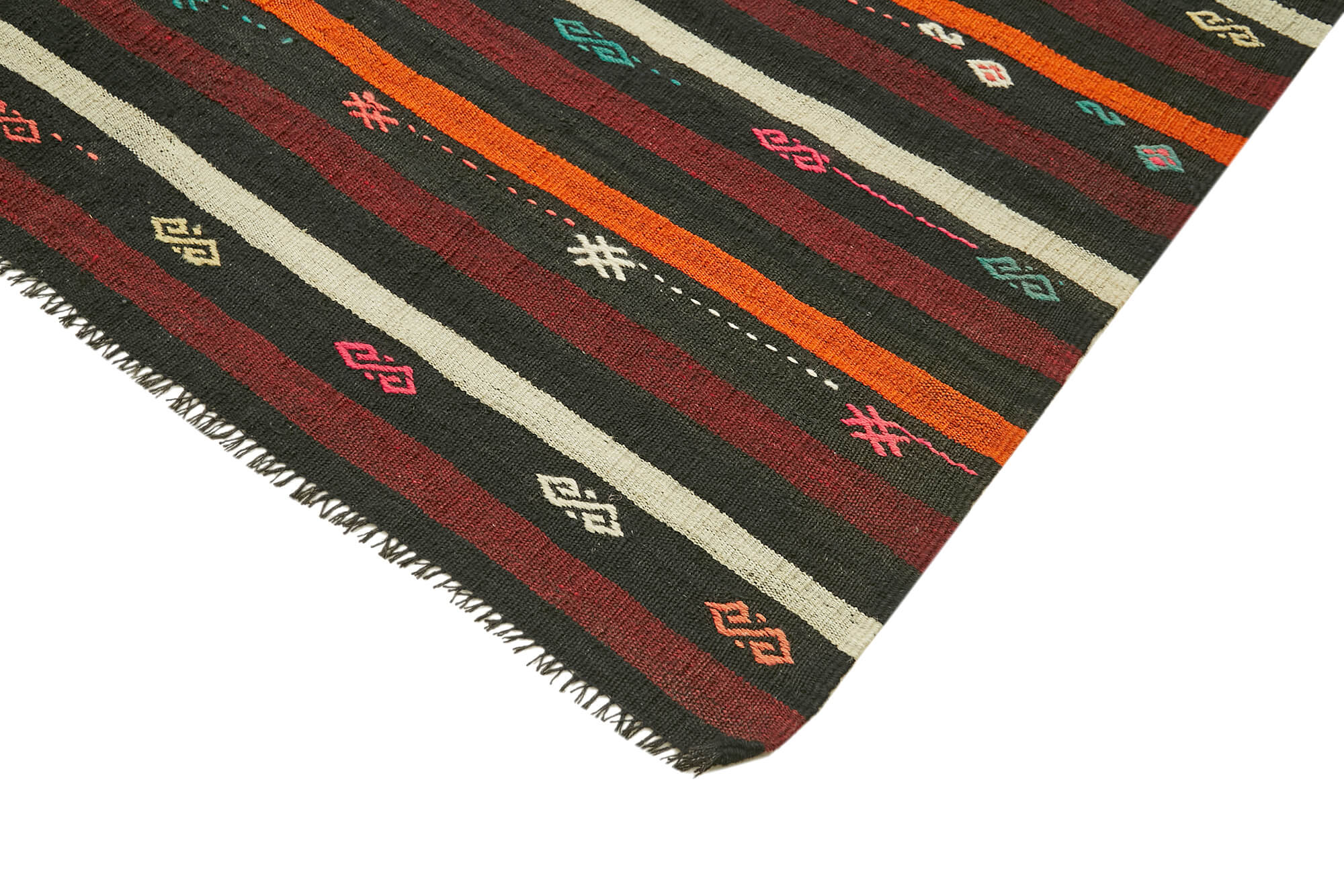7x9 Brown Vintage Turkish Kilim Rug - 39951