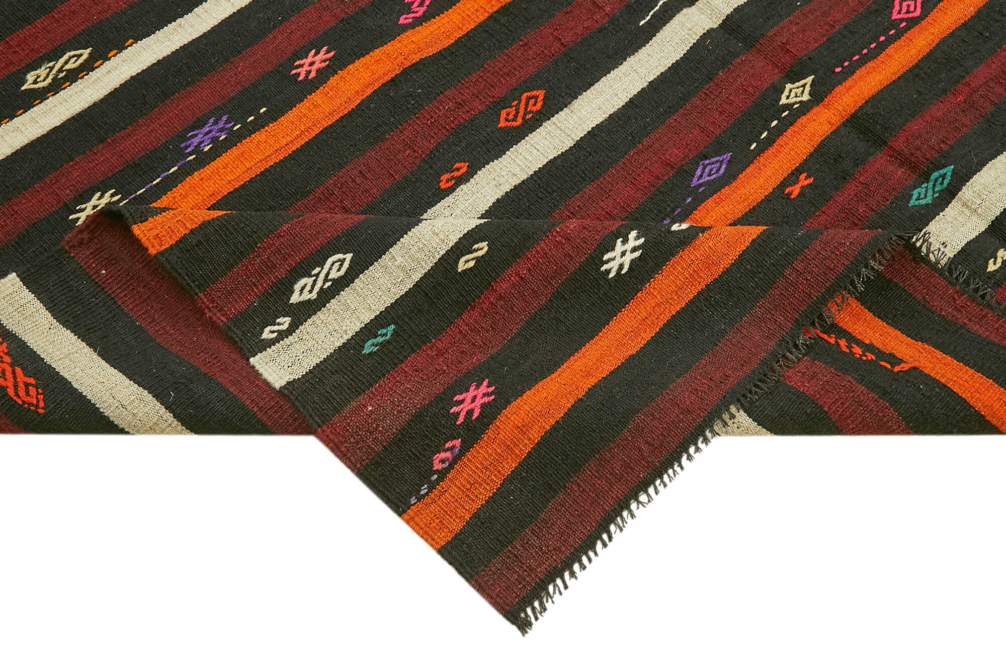 7x9 Brown Vintage Turkish Kilim Rug - 39951