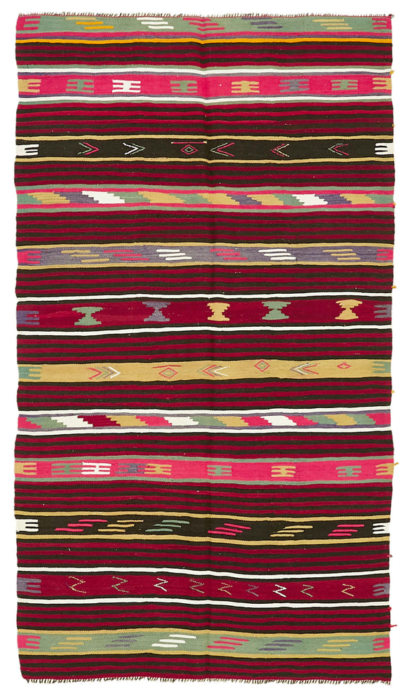 5x9 Multicolor Vintage Turkish Kilim Rug - 39954