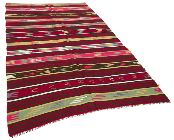 5x9 Multicolor Vintage Turkish Kilim Rug - 39954