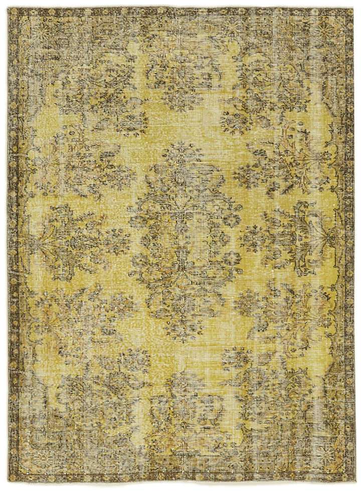 Light Yellow Color Rug 5x7 Yellow Overdyed Rug - 41176