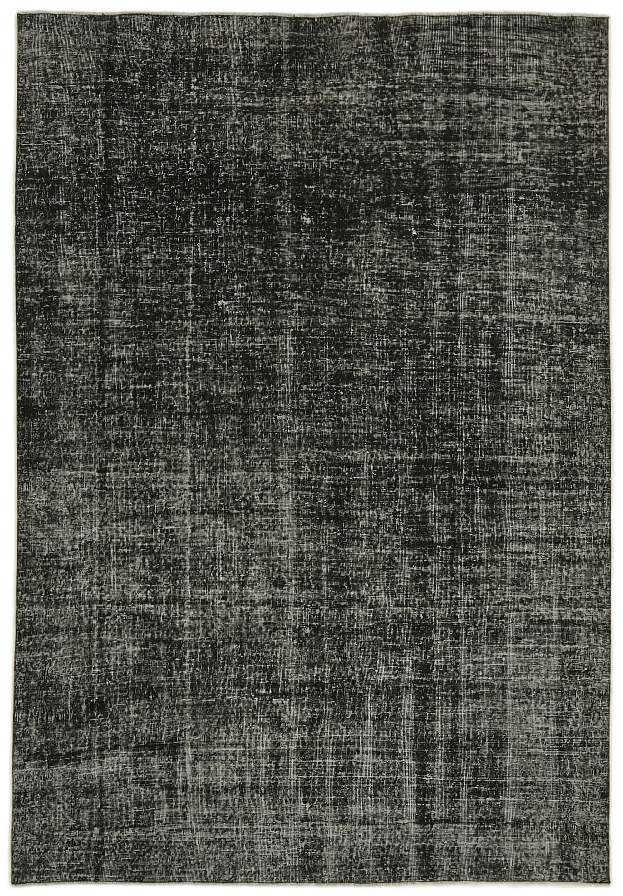 6x9 Black Vintage Low Pile Wool Overdyed Area Rug 41188