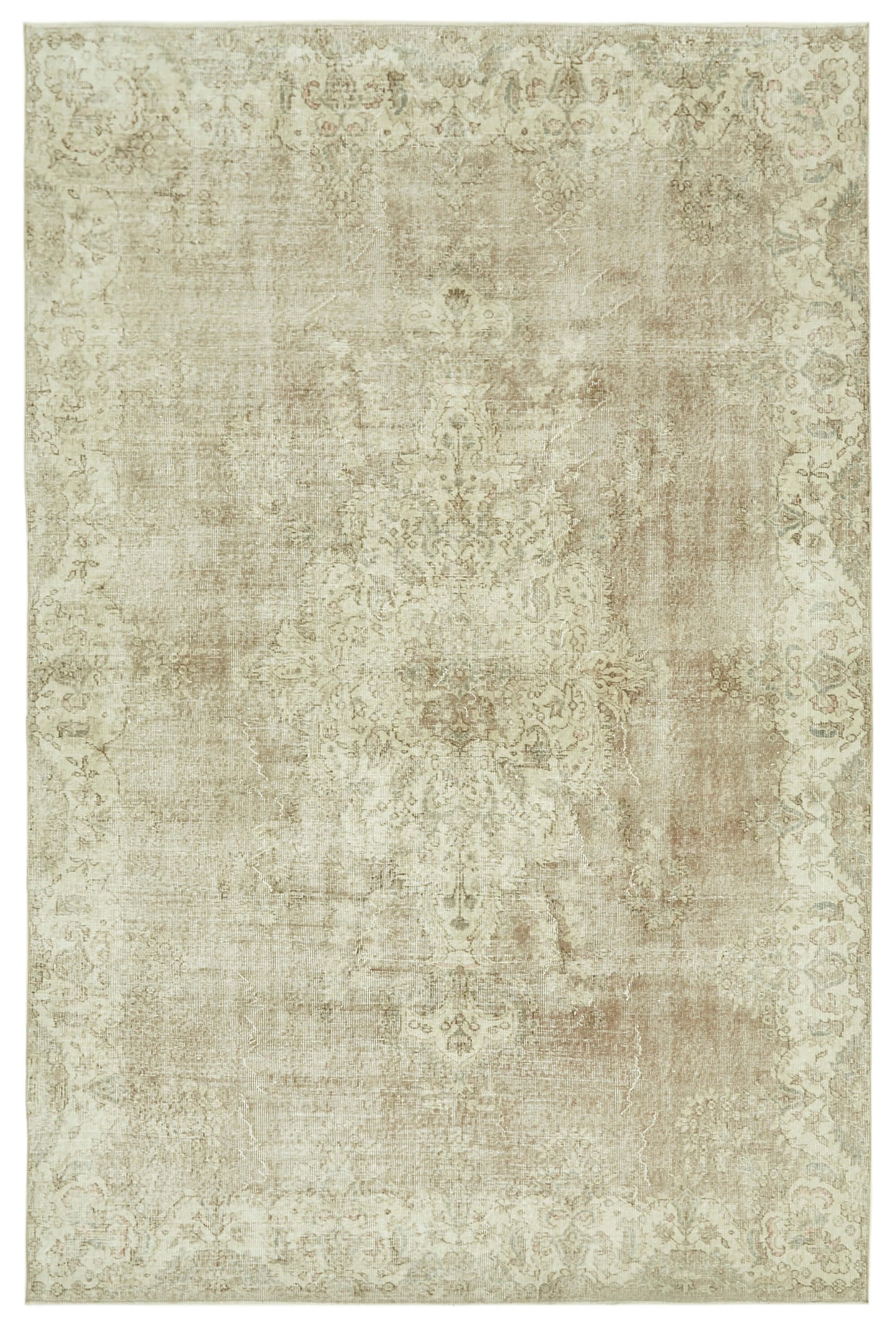 7x11 Beige Turkish Vintage Area Rug - 41392