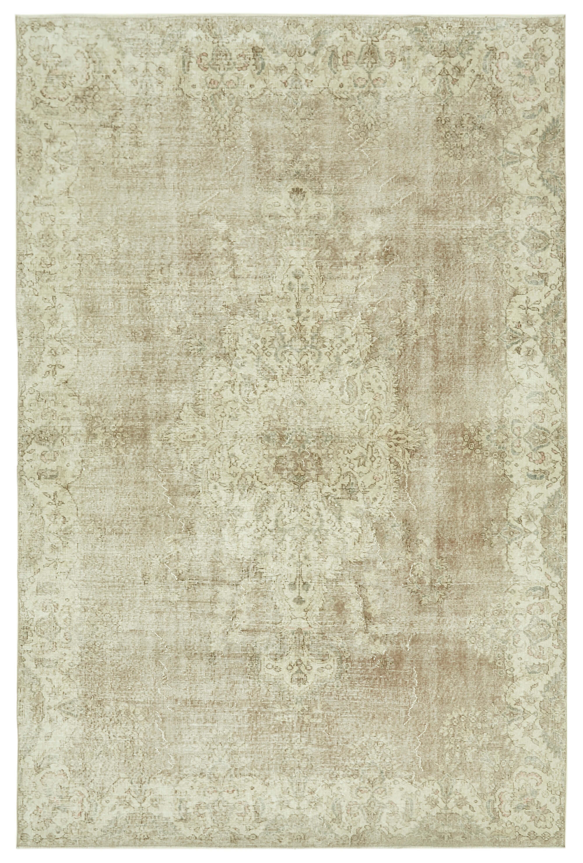 7x11 Beige Turkish Vintage Area Rug - 41392