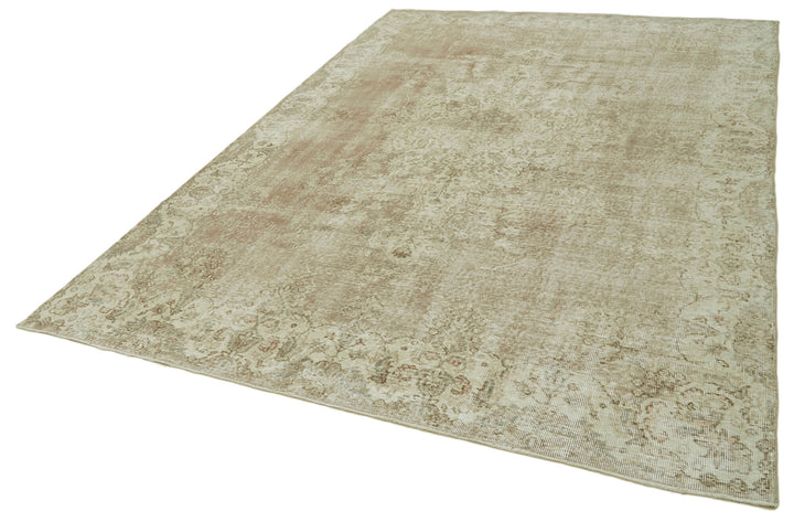 7x11 Beige Turkish Vintage Area Rug - 41392