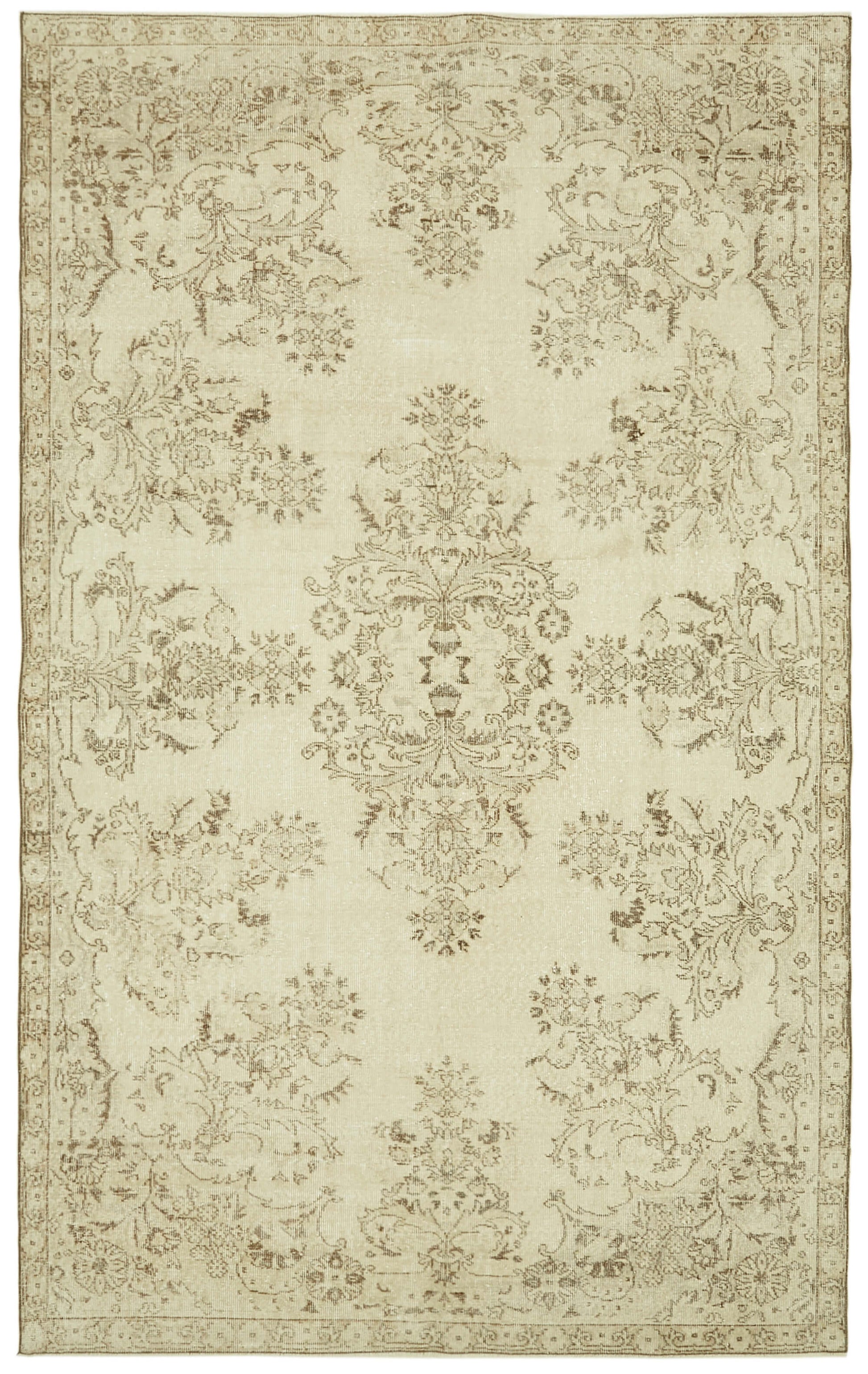 7x11 Beige Turkish Vintage Area Rug - 41393