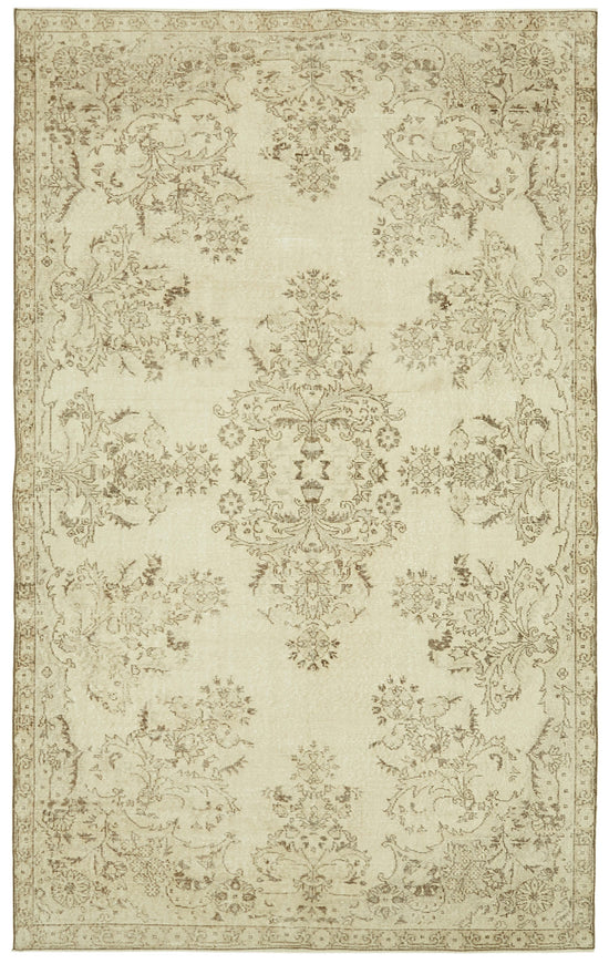 7x11 Beige Turkish Vintage Area Rug - 41393
