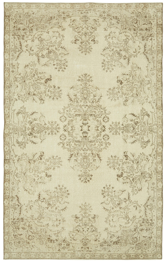 7x11 Beige Turkish Vintage Area Rug - 41393