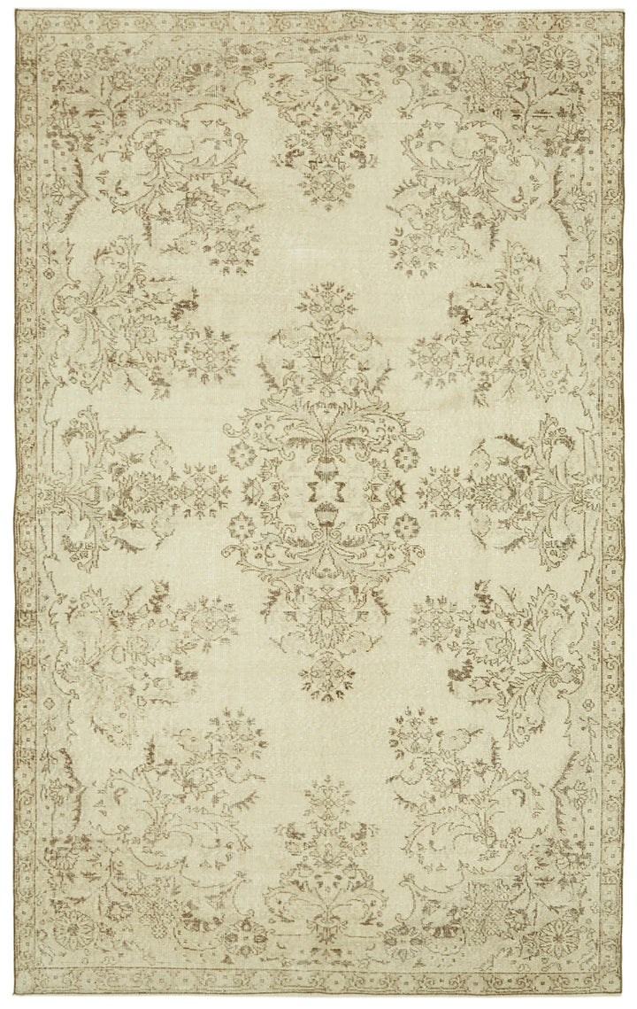 7x11 Beige Turkish Vintage Area Rug - 41393