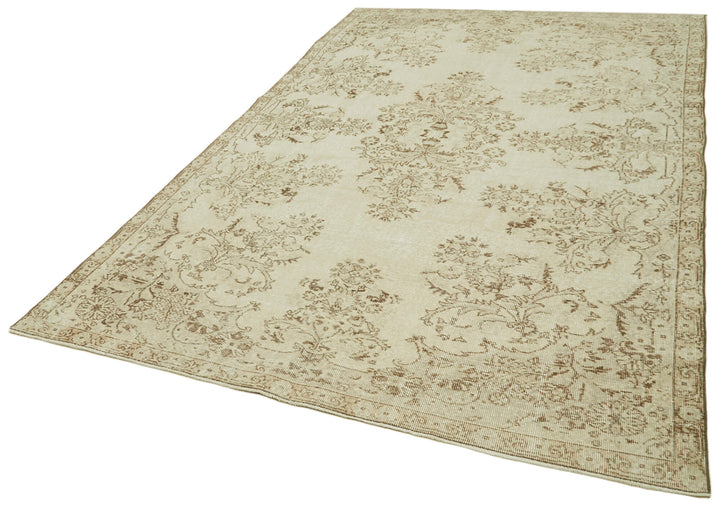 7x11 Beige Turkish Vintage Area Rug - 41393