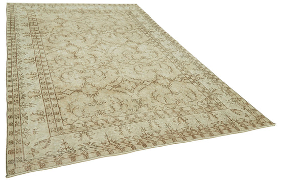 7x10 Beige Turkish Vintage Area Rug - 41396