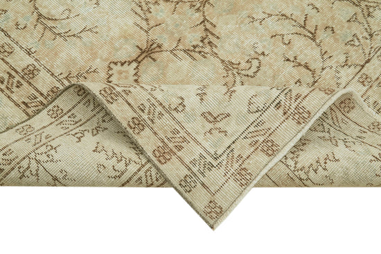 7x10 Beige Turkish Vintage Area Rug - 41396