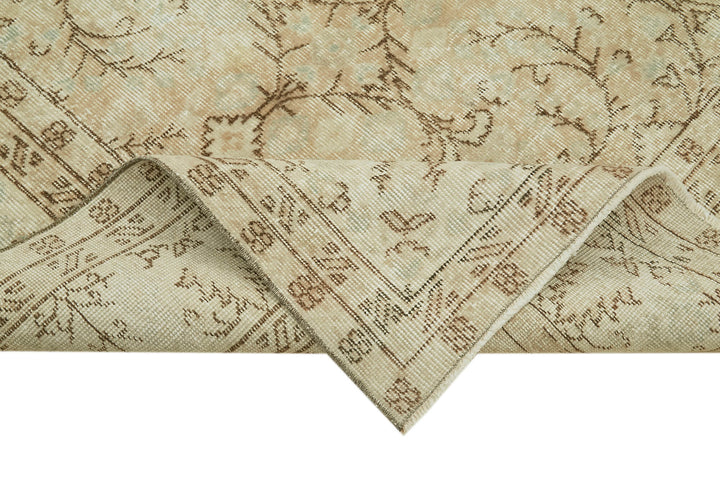 7x10 Beige Turkish Vintage Area Rug - 41396