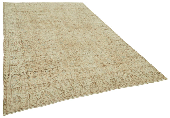 7x11 Beige Turkish Vintage Area Rug - 41397
