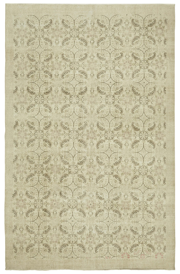 7x11 Beige Turkish Vintage Area Rug - 41399